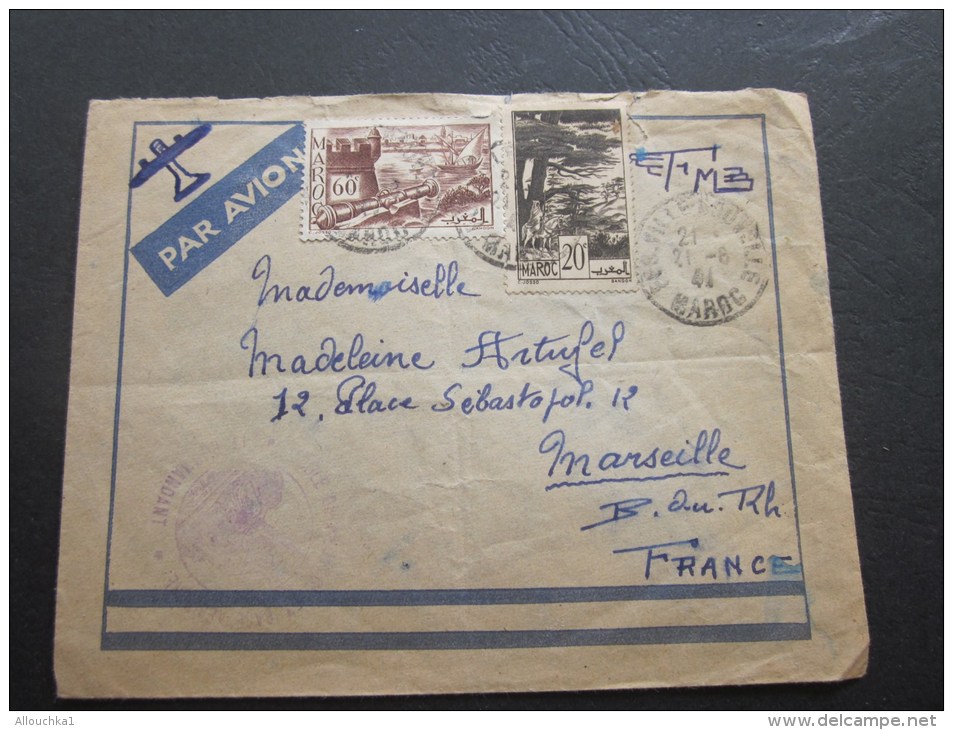 MILITARIA:Lettre F Militaire Soldat T.M>1éCie-1é Pton-1é Sion-CIEV-AAM Base Aérienne FEZ Maroc Protectorat Français 1941 - Cartas & Documentos