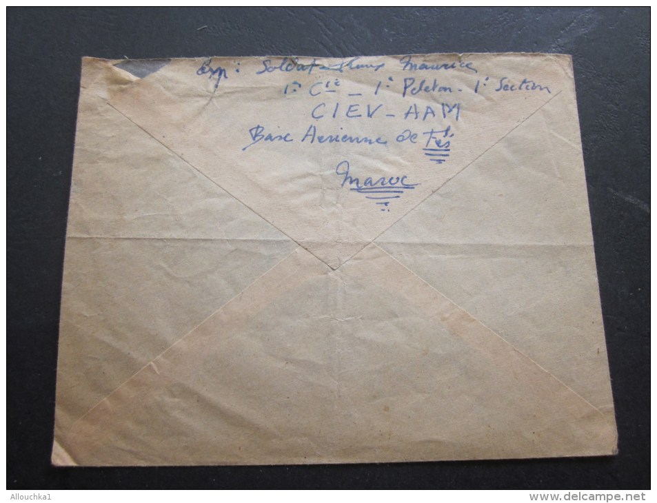 MILITARIA:Lettre F Militaire Soldat T.M>1éCie-1é Pton-1é Sion-CIEV-AAM Base Aérienne FEZ Maroc Protectorat Français 1941 - Cartas & Documentos