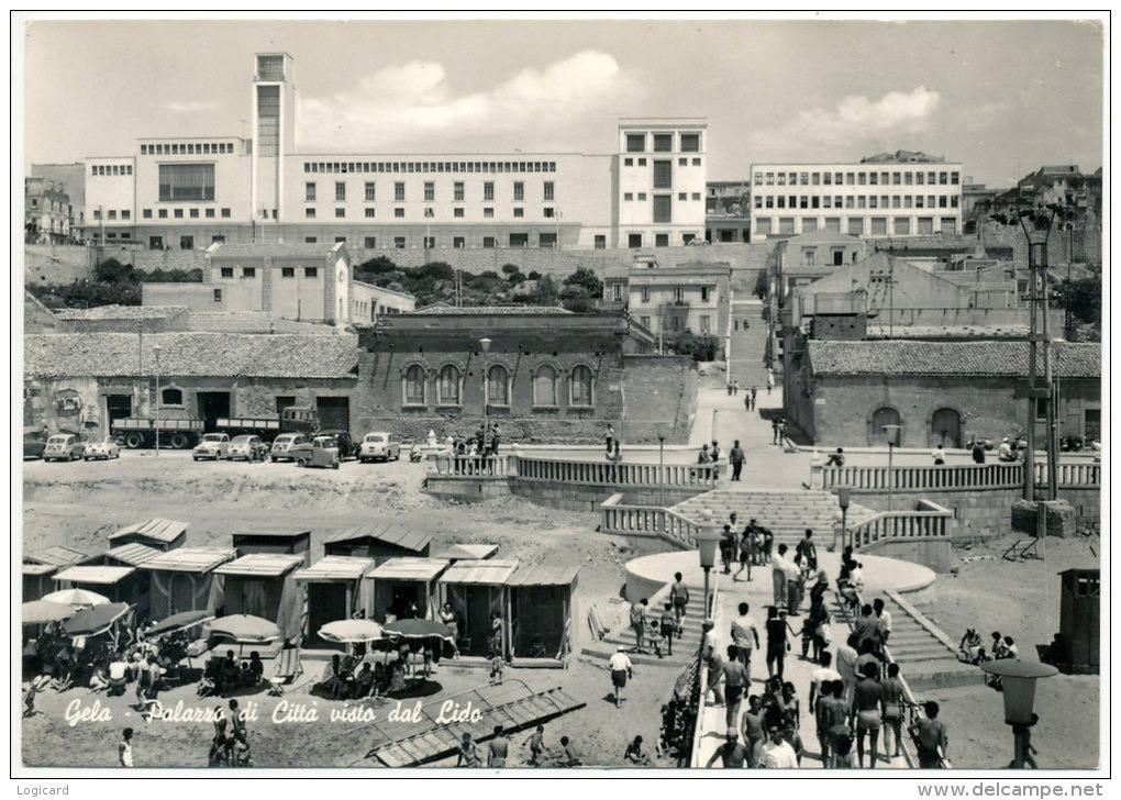 GELA PALAZZO DI CITTA' VISTO DAL LIDO 1960 - Gela