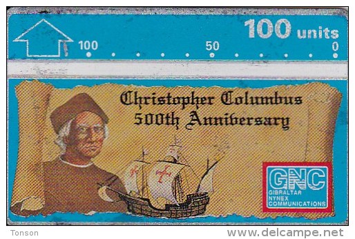 Gibraltar, GIB-17, Christopher Columbus, 100u. Ship, 2 Scans.  Please Read - Gibilterra