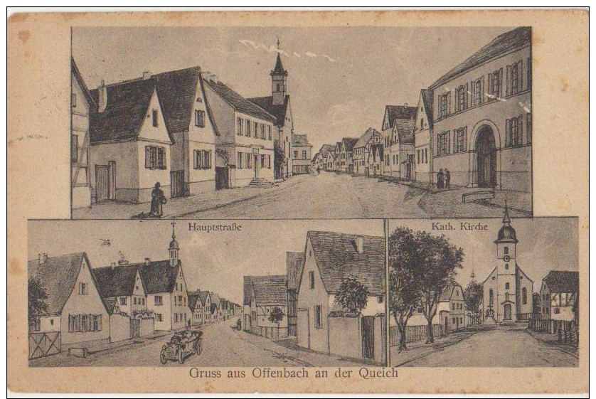 AK OFFENBACH Gruss Aus 3 Views Hauptstrasse Kirche Timbre Stamp - Autres & Non Classés