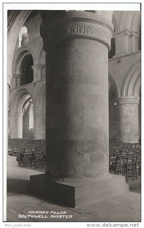 Nottinghamshire Postcard - Norman Pillar - Southwell Minster - Real Photograph  MP1296 - Nottingham