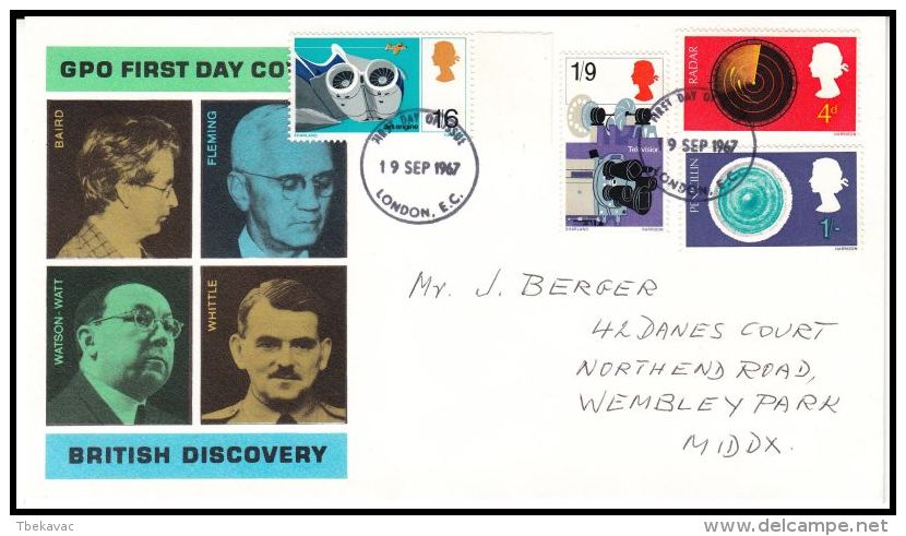 Great Britain 1967, FDC Cover "British Inventions And Discoveries" W./ Postmark London - 1952-1971 Pre-Decimal Issues
