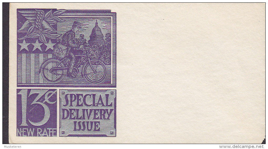 United States SPECIAL DELIVERY ISSUE 13 C New Rate Cachet Cycling Cycle Velo Fahrrad Mailman Postboote Cachet - Special Delivery, Registration & Certified