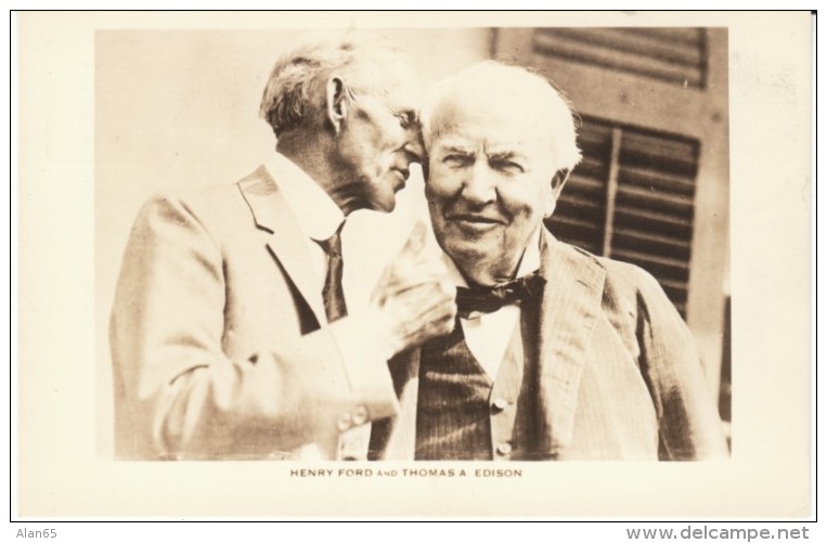 Henry Ford &amp; Thomas Edison Famous Inventor Industry Pictured On C1940s/60s Vintage Postcard - Andere & Zonder Classificatie
