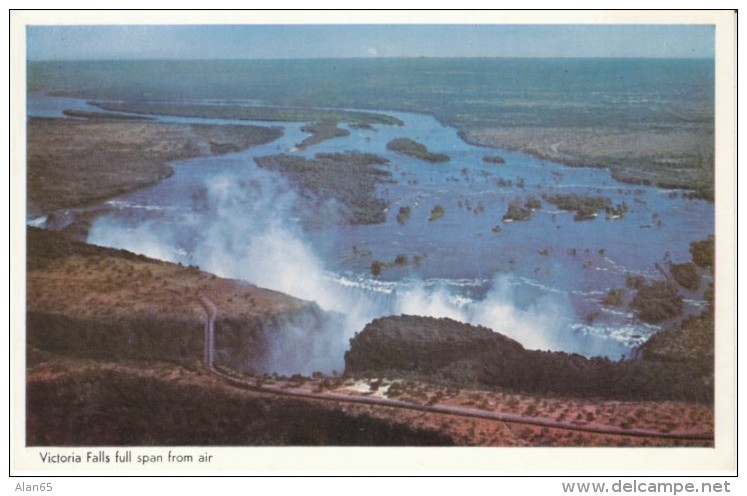 Caltex Oil Company Advertisement, 'Rhodesia's Favorite Oil Company' View Of Victoria Falls C1950s/60s Vintage Postcard - Simbabwe