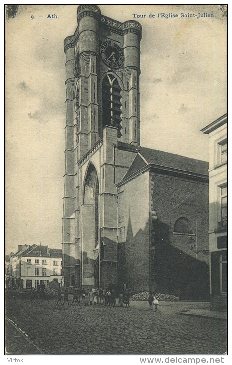 ATH :  Tour De L'église Saint-Julien  (  Ecrit 1910 Avec Timbre ) - Ath