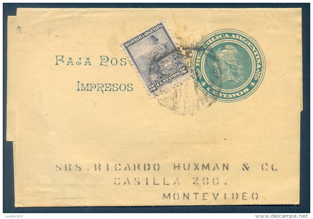 ARGENTINA TO URUGUAY WRAPPER + STAMP - Postal Stationery