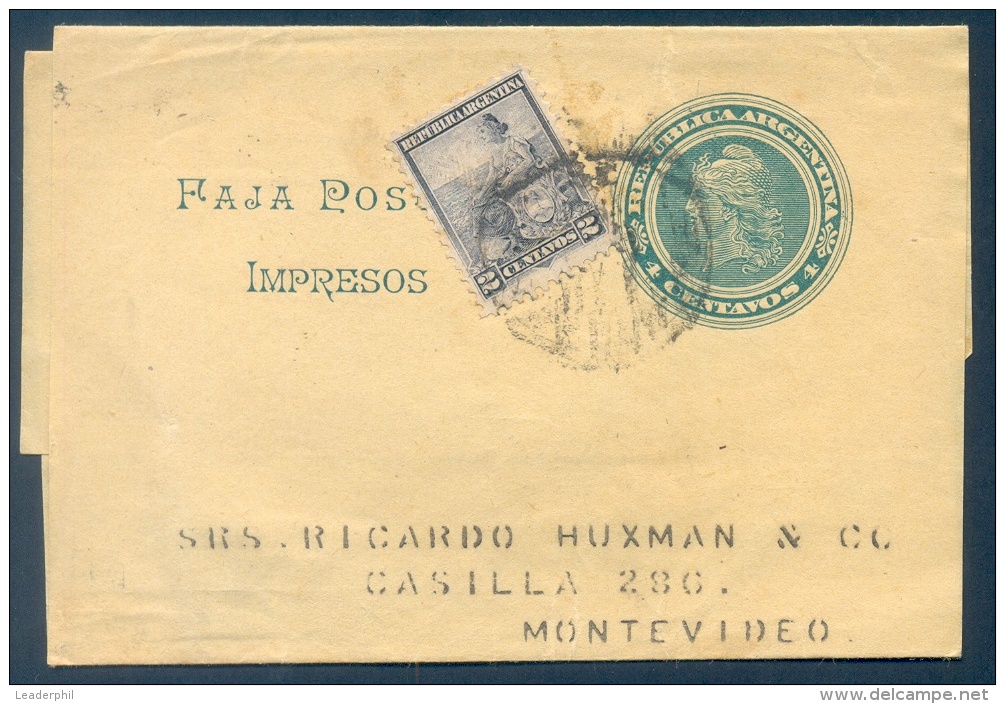 ARGENTINA TO URUGUAY WRAPPER + STAMP - Enteros Postales