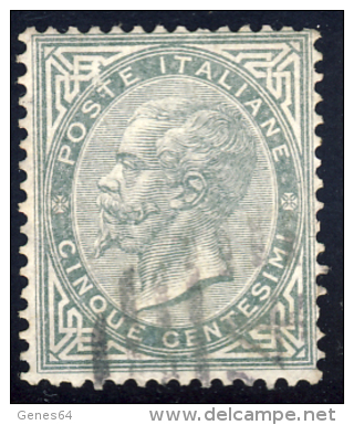 Effigie Di Vittorio Emanuele - 1863 - 5 Cent. Verde Grigio Torino  (Sassone T16) - Usati