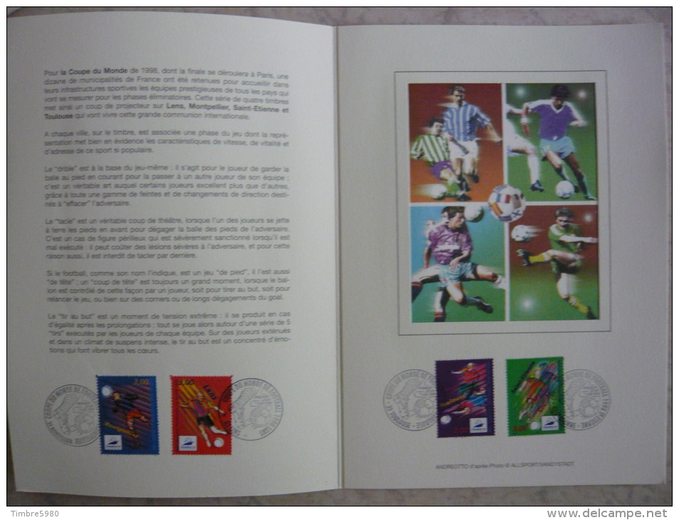 FRANCE FDC  Sur Soie  FOOTBALL 1998  N° 3010/13 - 1990-1999