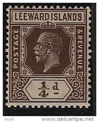 LEEWARD IS 1921 1/4d KGV SG 58 UNHM NQ357 - Leeward  Islands