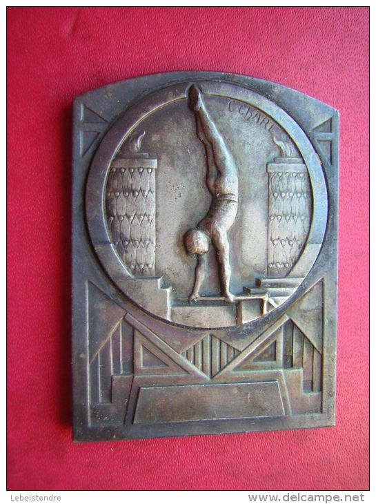 BELLE PLAQUE / MEDAILLE  BRONZE SIGNEE C CHARL  SPORT / SPORTIVE GYMNASTIQUE - Professionals / Firms