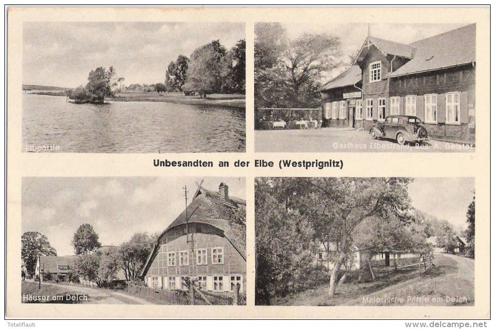 UNBESANDTEN An Der Elbe West Prignitz Gasthof Elbestrand Oldtimer Deich Partie Ungelaufen - Lenzen