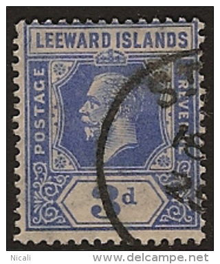 LEEWARD IS 1921 3d KGV SG 68 U NQ366 - Leeward  Islands