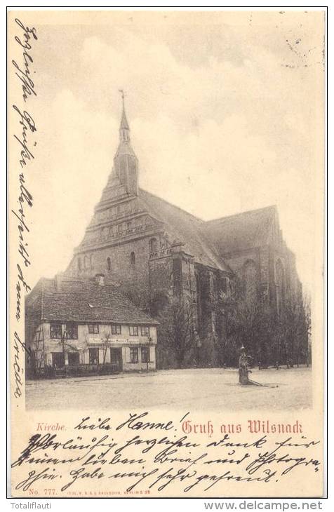 Gruß Aus BAD WILSNACK Kirche August Tiedemann Sattler Tapezierer Bahnpost BERLIN HAMBURG ZUG 5..25.5.1900 1900 - Bad Wilsnack