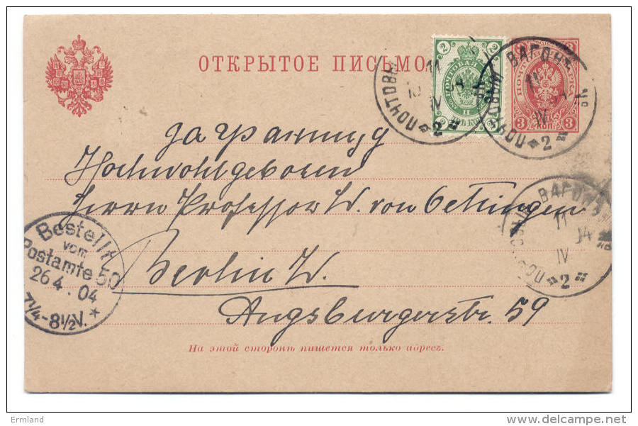 Russland GS Bahnpost 1904 - Nach Berlin An Prof. W. Von Oettingen - Briefe U. Dokumente