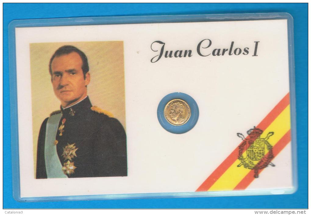 Juan Carlos I Rey De España - Medallita Dorada En Ficha Plastificada - Royal/Of Nobility