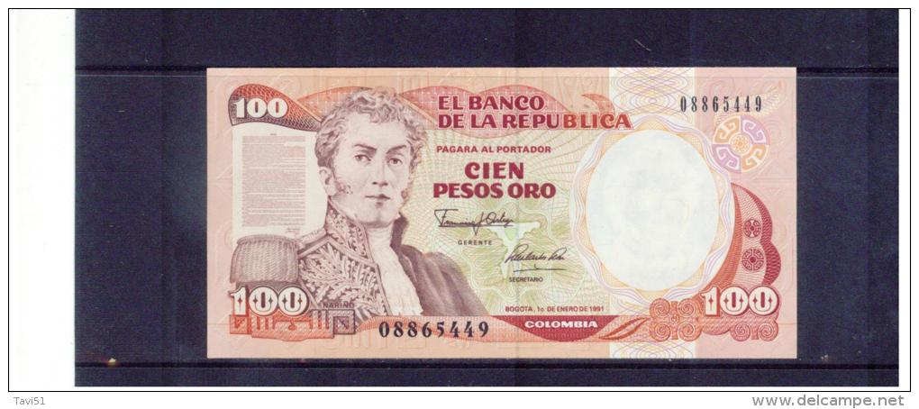 KOLUMBIEN , COLOMBIA , 10. De ENERO De 1991   , 100  Cien Pesos Oro ,  Pick # 425 C  , UNC - Colombie