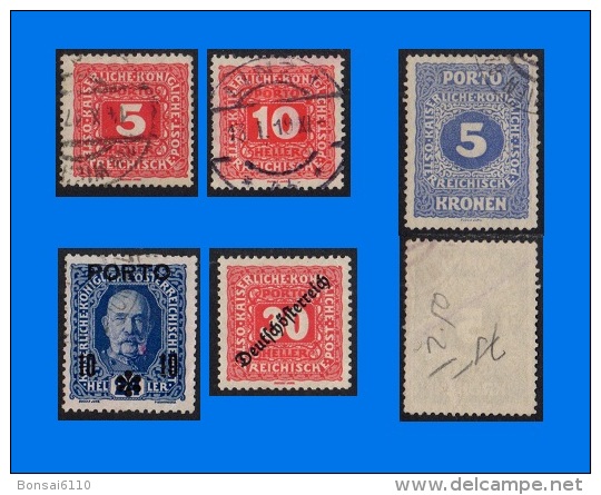 AT 1916-1919, 5 Postage Due Stamps, MH/VFU - Portomarken