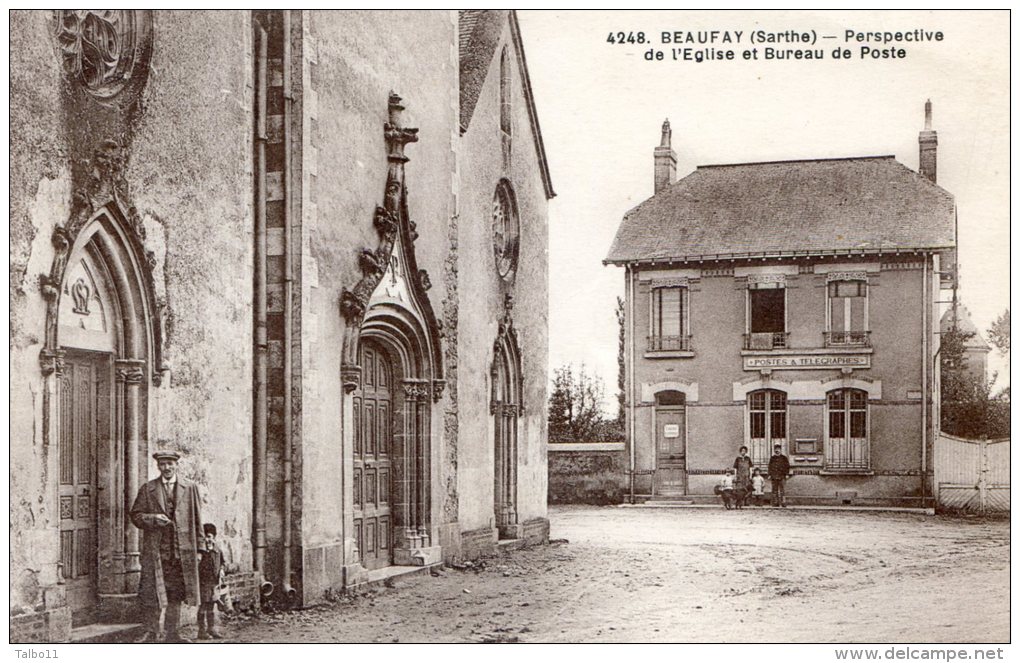 Beaufay - Perspective De L'église Et Bureau De Poste - Autres & Non Classés