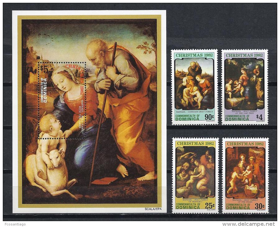 PINTURA - DOMINICA 1982 - Yvert #755/58+H80 - MNH ** - Religión