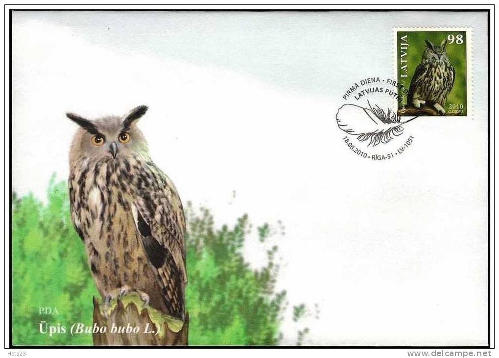 Latvia  Lettonie  Lettland Bird Vogel Oiseau Eagle - Owl Uhu Rot Buch --  2010 FDC - Letland