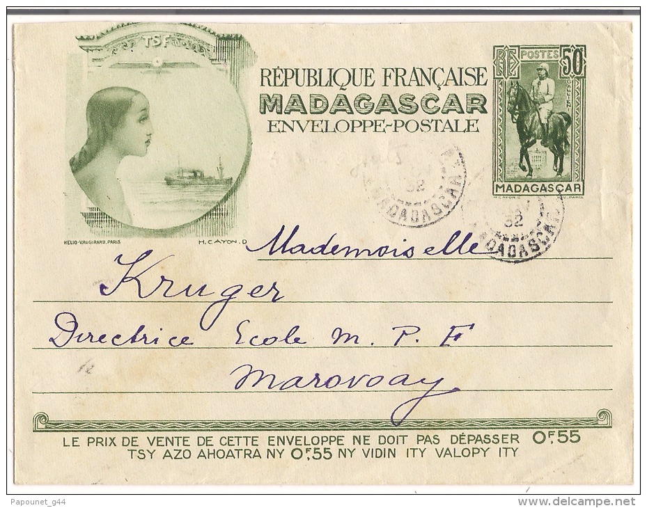 Lettre ( République Française à Madagascar 1932 ) Destination Maronoay - Lettres & Documents