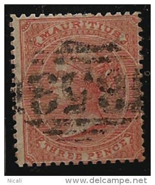 MAURITIUS 1863 3d Dull Red QV SG 61a U LX17 - Maurice (...-1967)