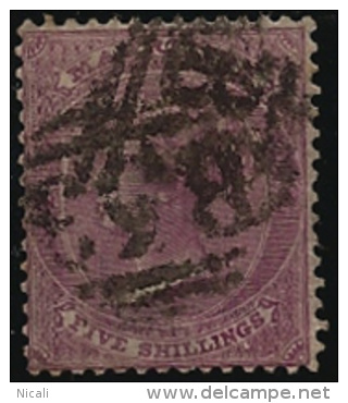 MAURITIUS 1863 5/- Rosy Mauve QV SG 71 U LX31 - Mauritius (...-1967)