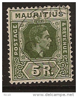 MAURITIUS 1938 5r KGVI SG 262 U MQ224 - Mauricio (...-1967)