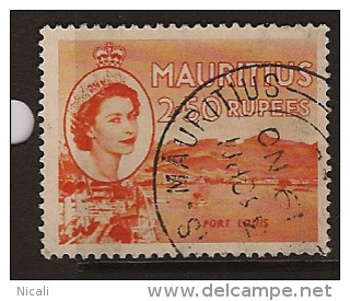 MAURITIUS 1953 2r 50 Port Louis SG 304 U MQ241 - Mauritius (...-1967)