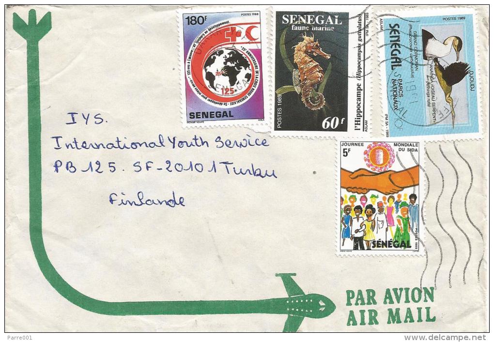 Senegal 1991 Dakar Yoff Red Cross Croix Rouge Sea Horse Marine Life Water Bird AIDS HIV Cover - Senegal (1960-...)