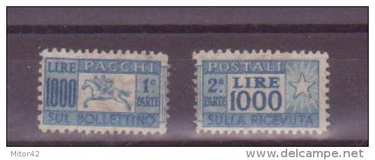 Pacchi Postali 1946-L.1000 Cavallino Ruota Alata, 2 Metà,nuove,gomma Originale,illinguellate-Integro E.4.000,00 - Postpaketten