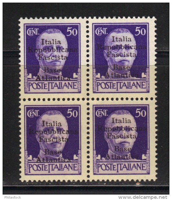 FRANCE Base Navale Italienne De Bordeaux N° 6 ** Bloc De 4 Signé A.Brun - War Stamps