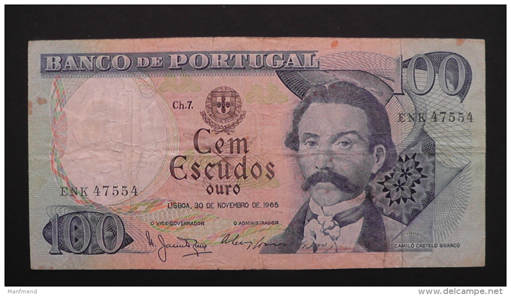 Portugal - 100 Escudos - 1965 - P 169a - VF/F - Look Scan - Portugal