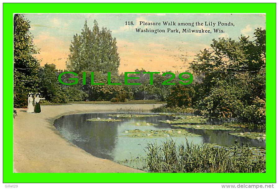 MILWAUKEE, WI -  PLEASURE WALK AMONG THE LILY PONDS, WASHINGTON PARK - ANIMATED - TRAVEL 1916 - E. A. BISHOP PUB. - - Milwaukee