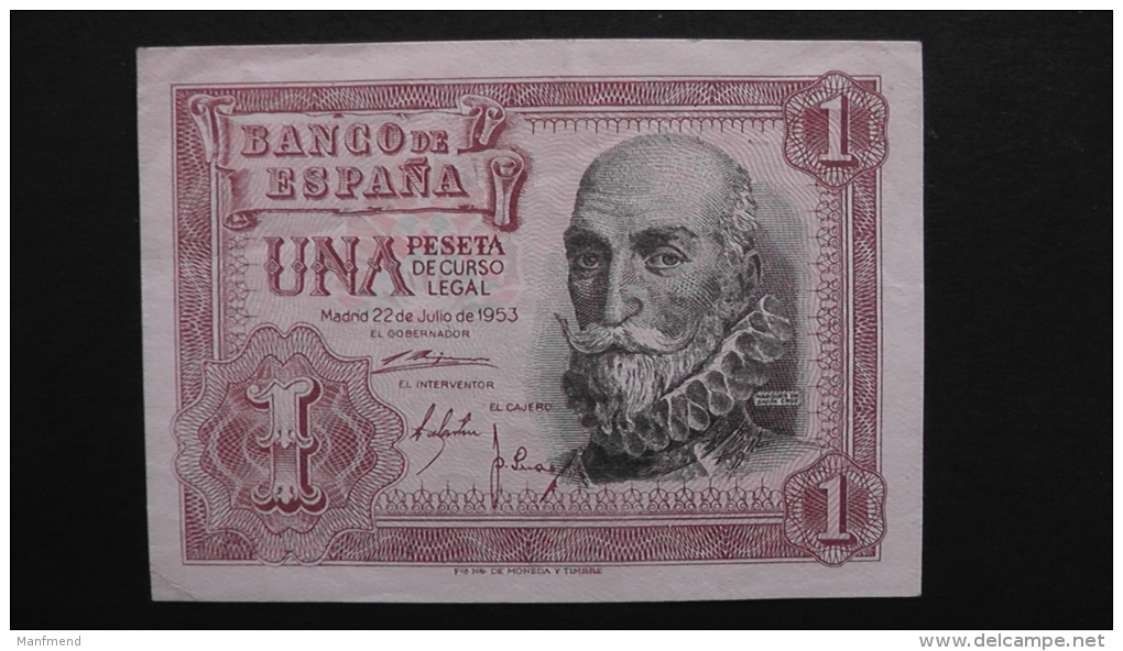 Spain - 1 Peseta - 1953 - P 144a - VF+ - Look Scan - [ 4] 1975-…: Juan Carlos I.