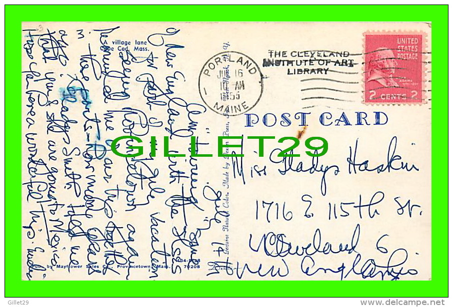 CAPE COD, MA - A VILLAGE LANE - TRAVEL IN 1955 - PUB. MAYFLWER SALES CO - - Cape Cod