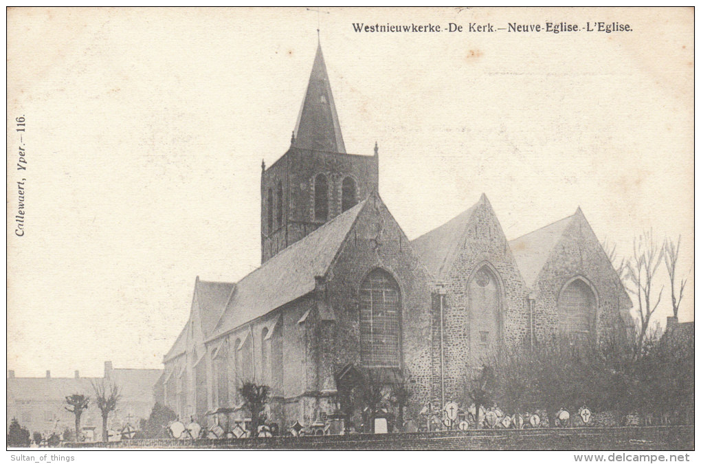 1909 Cpa/pk Westnieuwkerke De Kerk Neuve Eglise Callewaert Yper #116 - Heuvelland