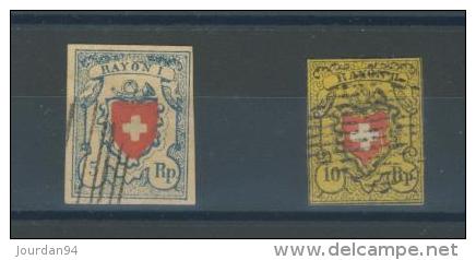 SUISSE      N°   15  ET         20 - 1843-1852 Federal & Cantonal Stamps