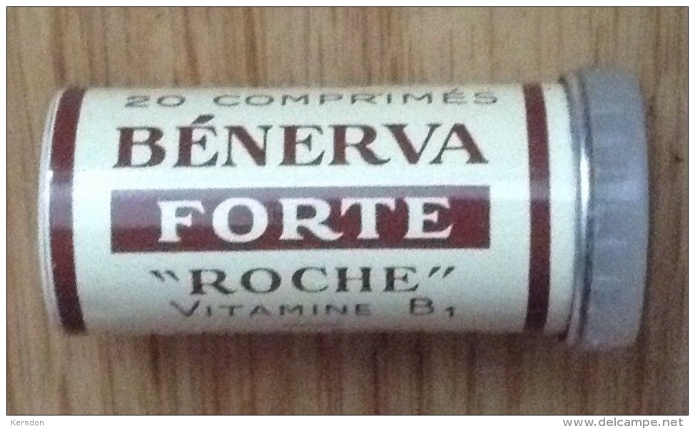 Boîte De Médicament Vide Benerva Roche En Métal - Rare - Boîtes