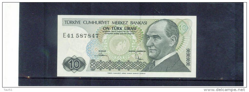 TÜRKEI , TURKEY  ,  14 Ocak 1970  ,  10  On Türk Lirasi   ,   Pick# 122    ,  UNC - Turquie