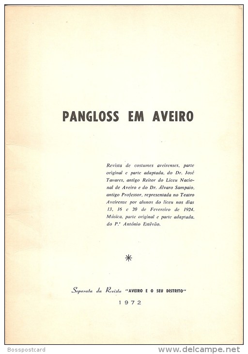 Aveiro - Revista "Pangloss Em Aveiro" (78 Páginas) (livro C/ Dedicatória Autógrafa) (4 Scans) - Theater