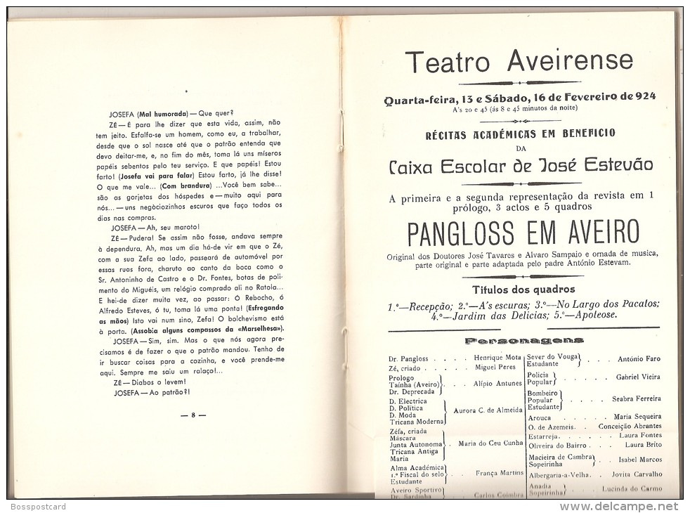 Aveiro - Revista "Pangloss Em Aveiro" (78 Páginas) (livro C/ Dedicatória Autógrafa) (4 Scans) - Theatre