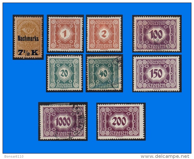 AT 1921-1922, 9 Postage Due Stamps, MH/VFU - Postage Due