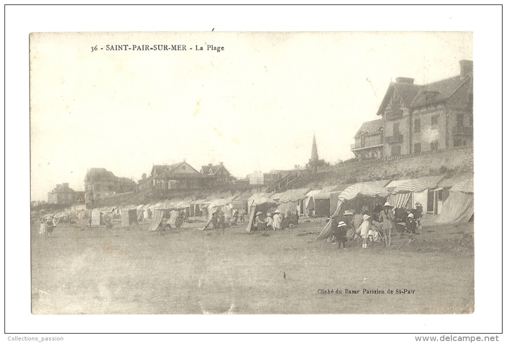 Cp, 50, Saint-Pair-sur-Mer, La Plage, Voyagée 1919 - Saint Pair Sur Mer