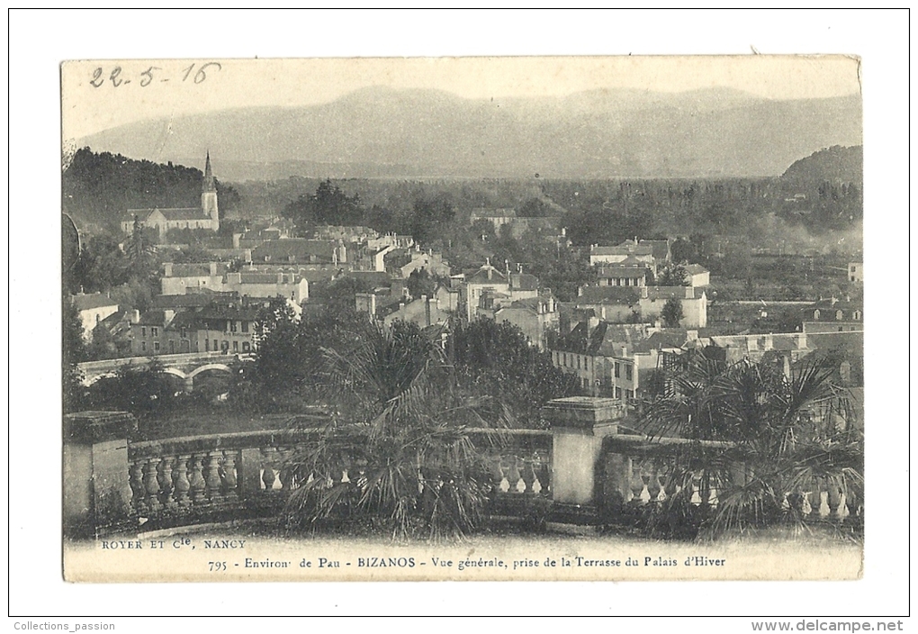 Cp, 64, Bizanos, Vue Générale Prise De La Terrasse Du Palais D'Hiver, écrite 1916 - Bizanos