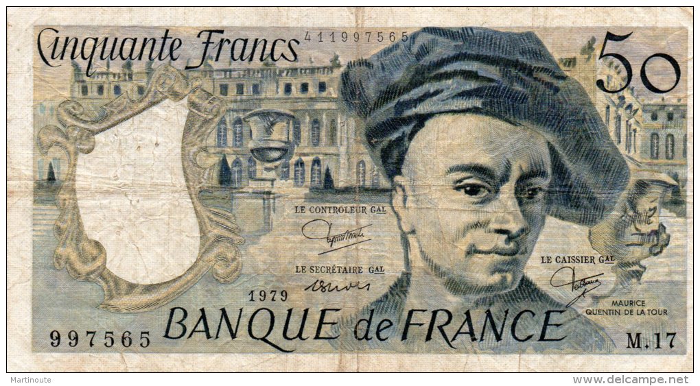 - BILLET De 50 F. QUENTIN DE LA TOUR - 1979 -  483 - 50 F 1976-1992 ''Quentin De La Tour''