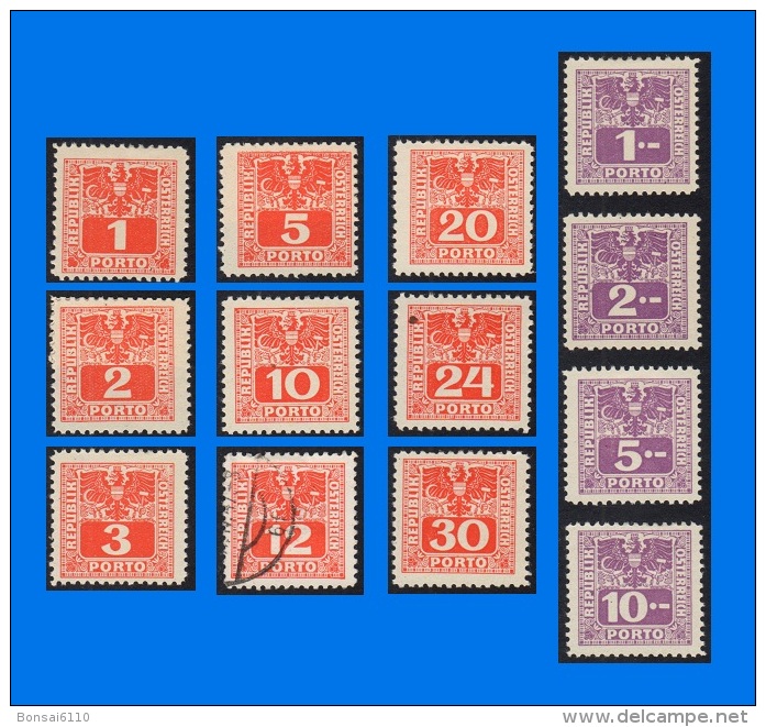 AT 1945, 13 Postage Due Stamps, MH/Used - Taxe